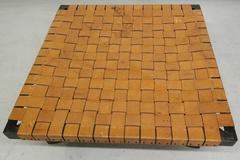 Industrial Woven Leather and Steel Coffee Table