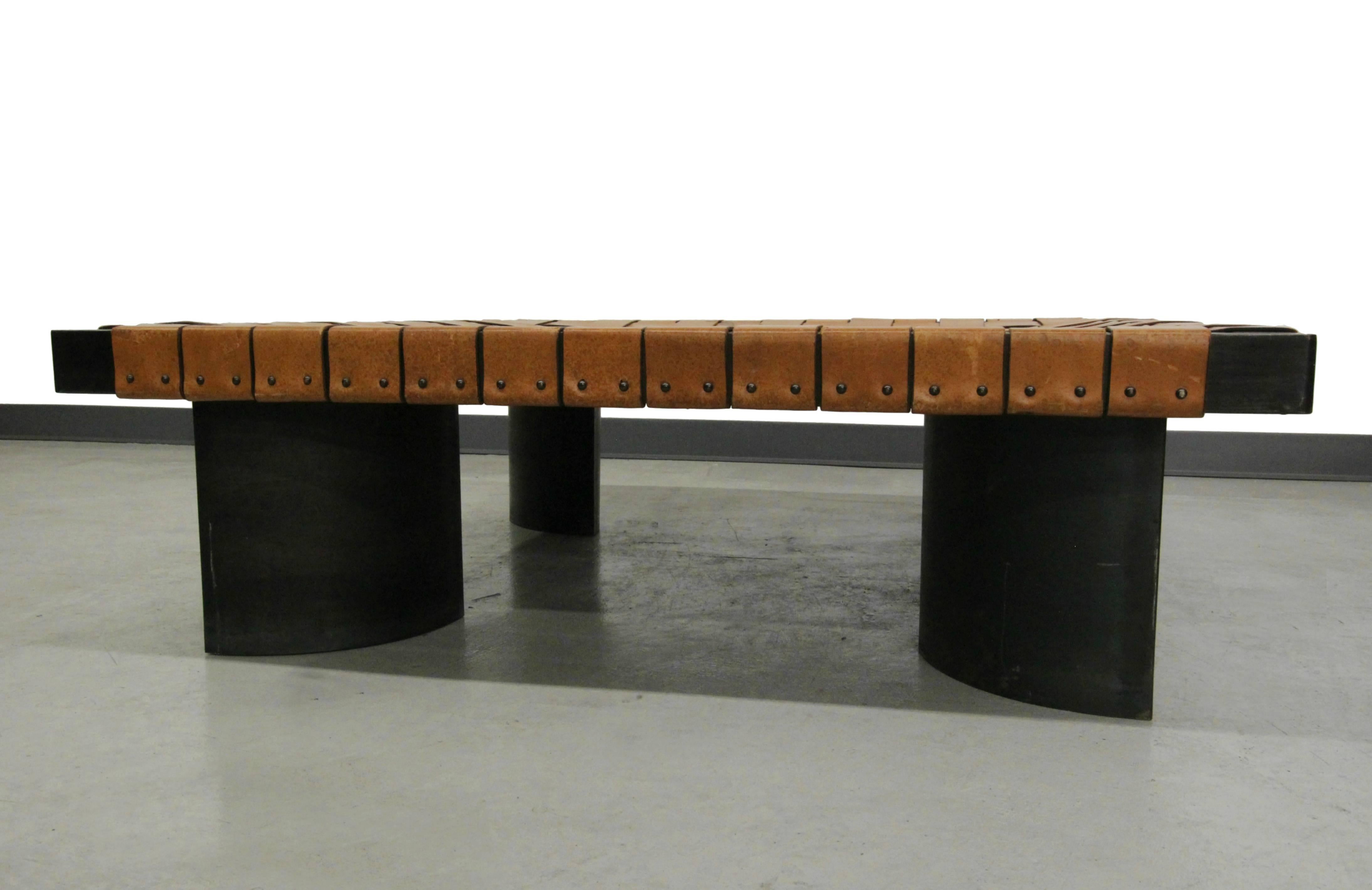 woven leather coffee table