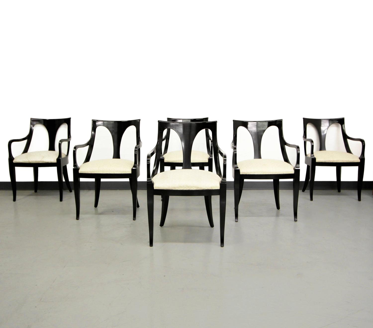 Set of Six Black MidCentury Modern Dining Chairs by Kindel Furniture
