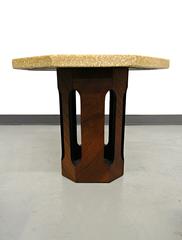 Midcentury Octagon Terrazo and Walnut Side Table by Harvey Probber