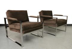Pair of Floating Chrome Midcentury Lounge Chairs