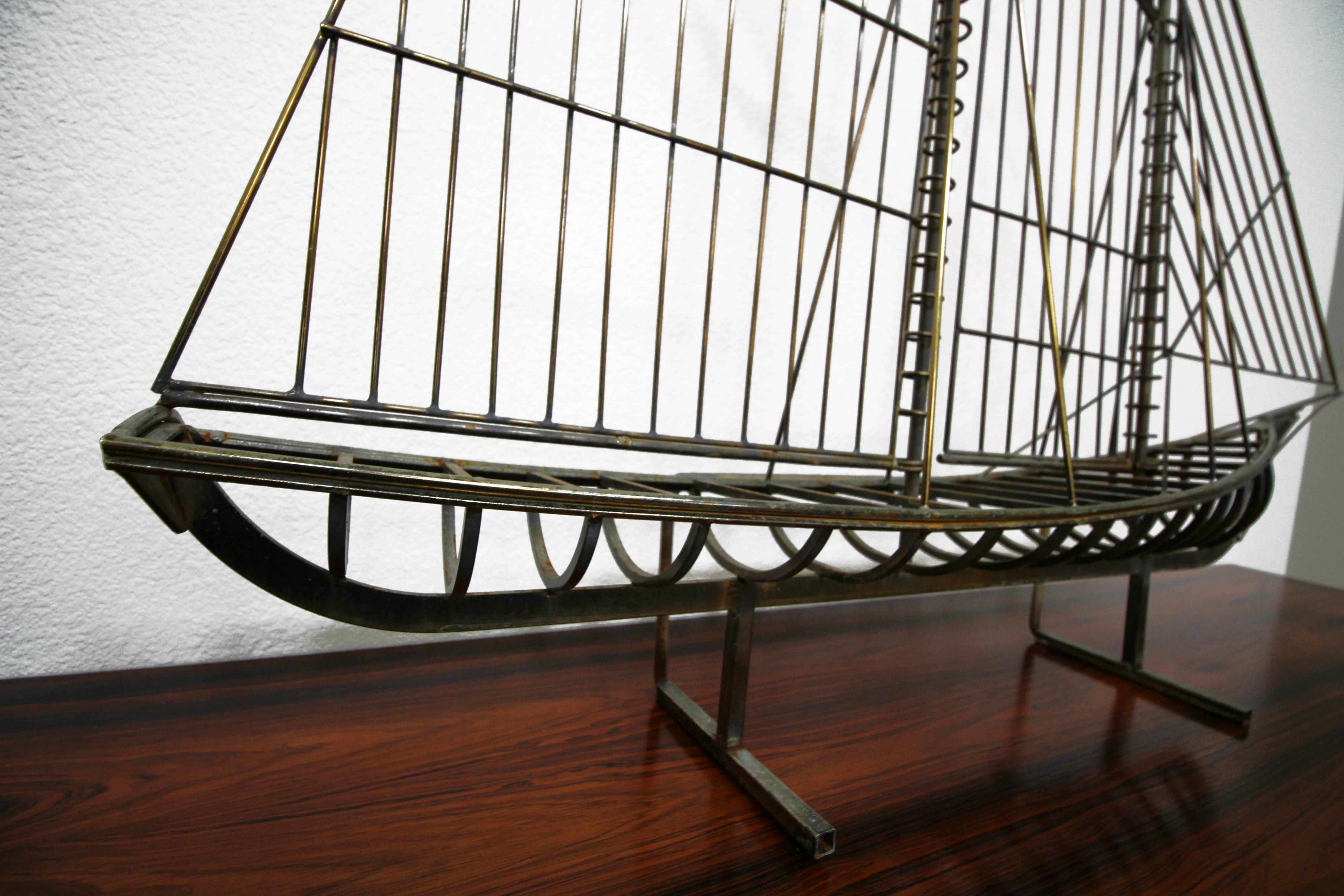 Mid-Century Modern Large Curtis Jere Ship Sculpture