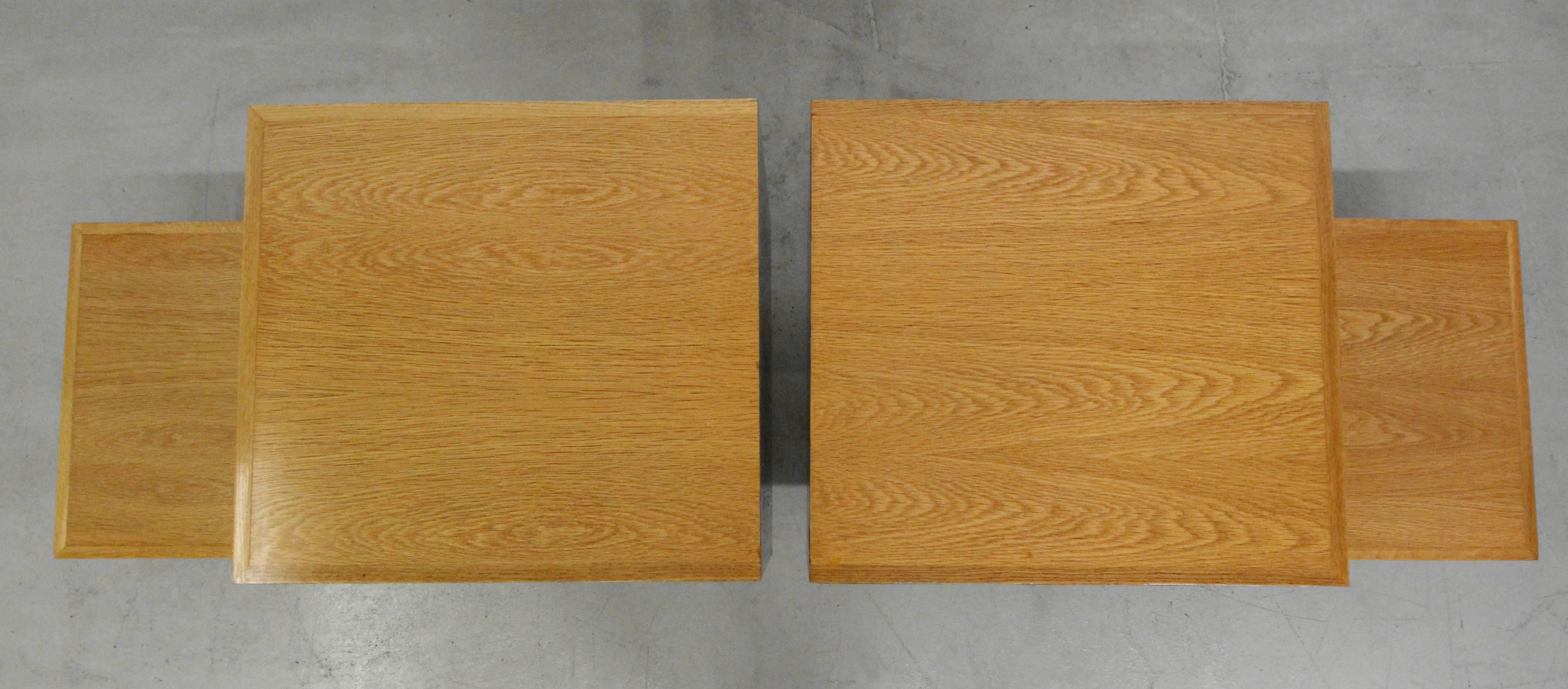 Pair of Oak and White Laminate Side Tables by George Nelson for Herman Miller 3