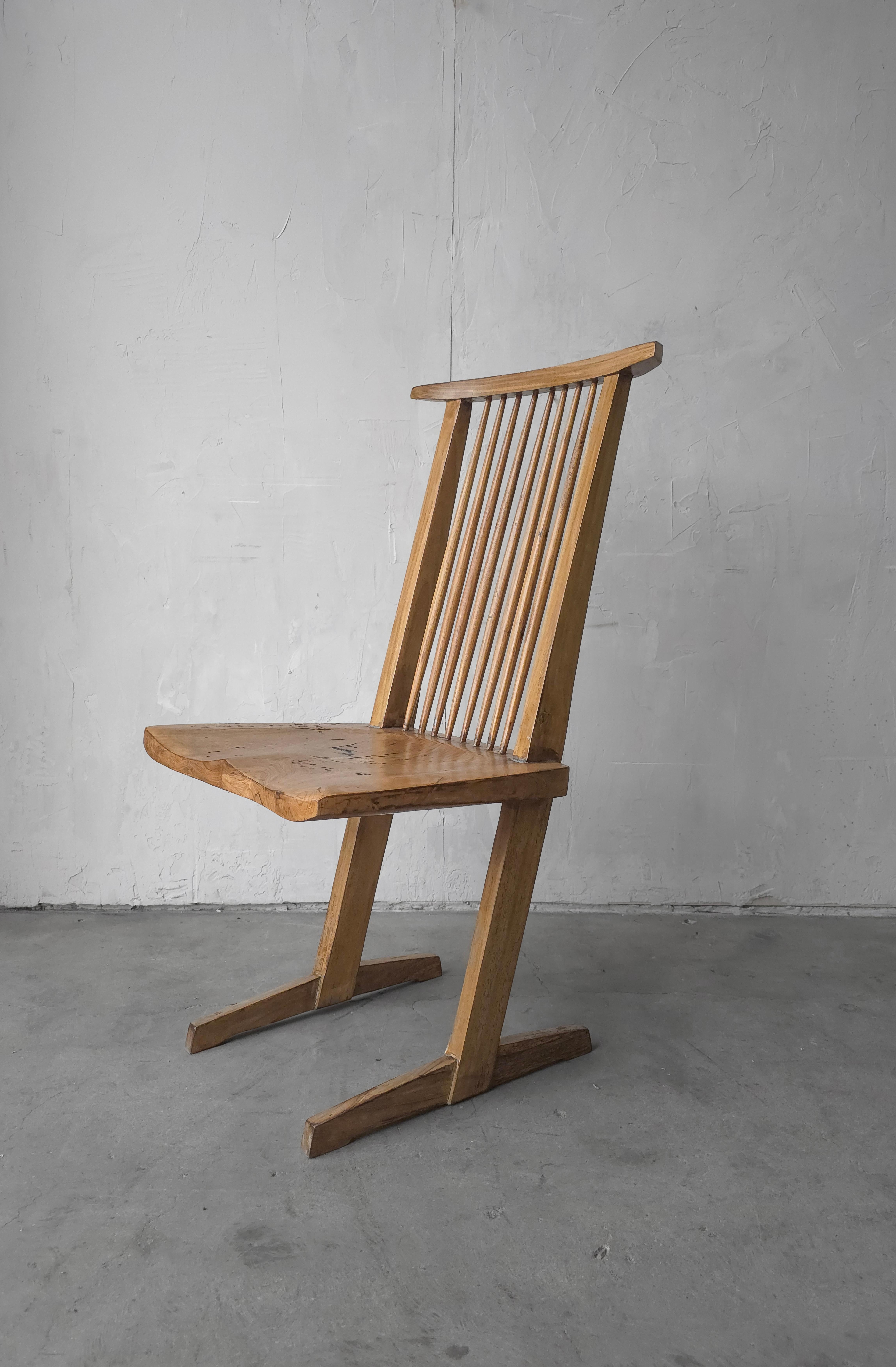 Pair of Live Edge Burl Conoid Chairs after George Nakashima For Sale 1