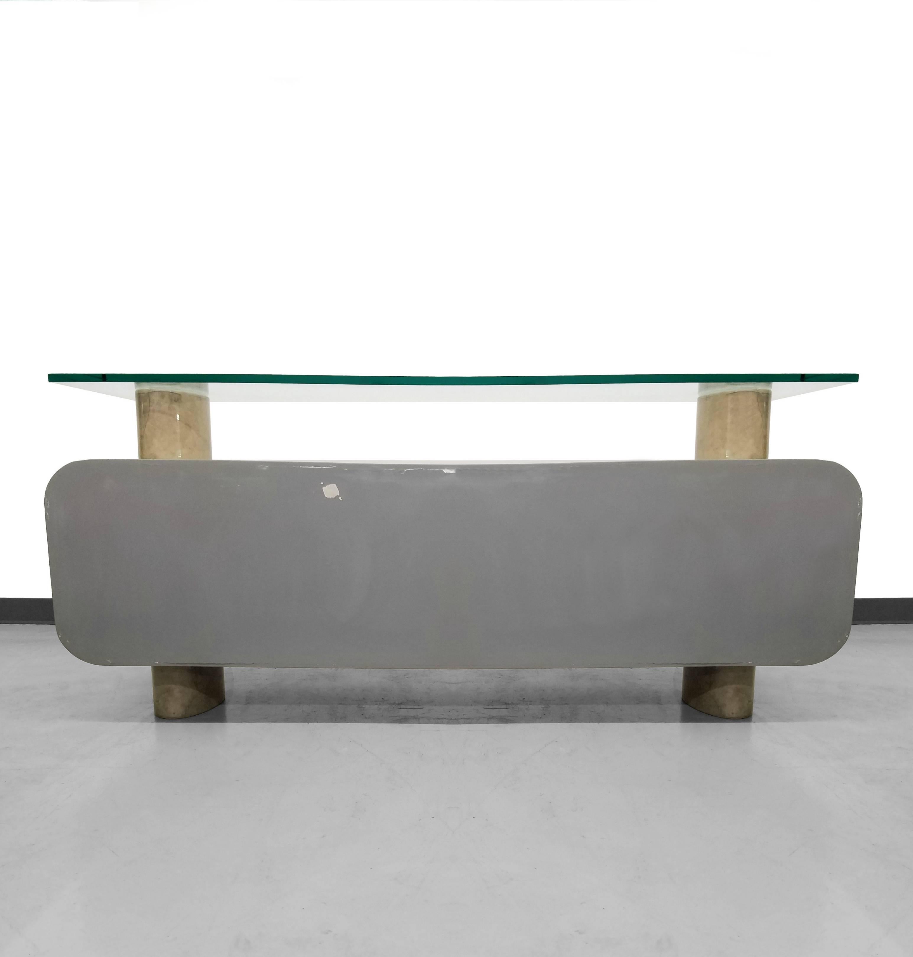 Glorious Italian Lacquered Goatskin Console Credenza by Aldo Tura 4