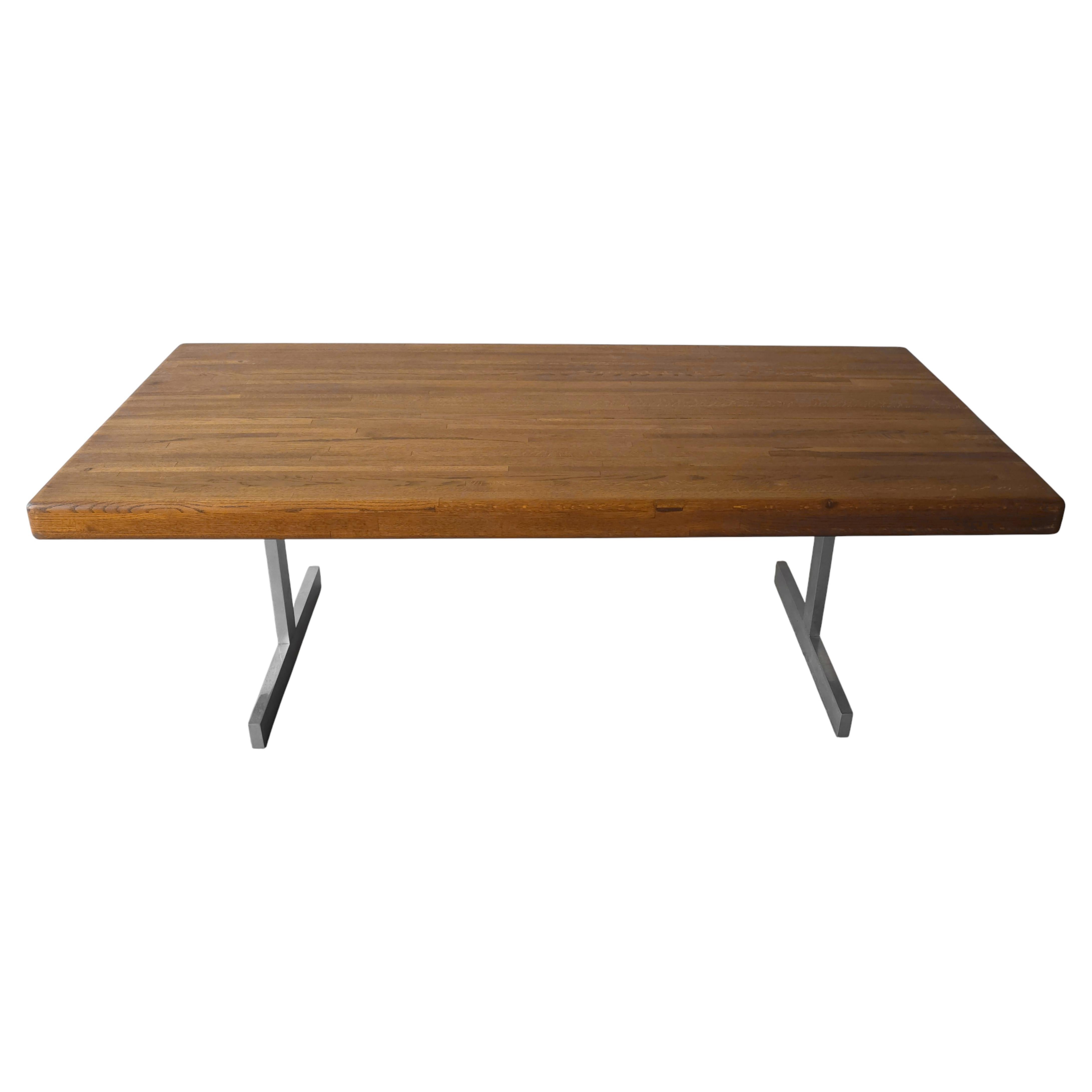 Tavolo Bauhaus di metà secolo in Oak Oak e Alluminio in vendita