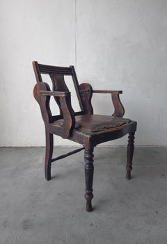 Antique 1900s Edwardian Adjustable Barber's Chair