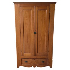 19th Century Antique European Pine Wardrobe Cabinet