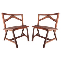 Pair of Rustic Craftsman Made Bespoke Bench Chairs