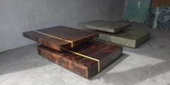 Lacquered Brown Goatskin Expanding Coffee Table by Aldo Tura