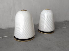 Large Scale Pair of Murano Opaline Glass Table Lamps by Vetri