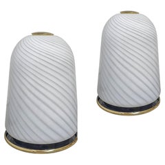 Large Scale Pair of Murano Opaline Glass Table Lamps by Vetri