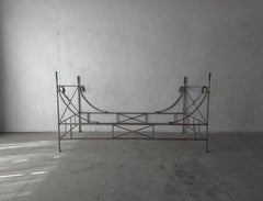 French European Campaign Style Forged Iron and Brass Daybed