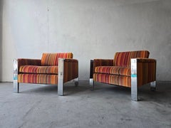 Paire de fauteuils « Cube » chromés de Milo Baughman