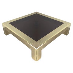5 Foot Square Brass and Copper Heavy Parson Coffee Table by Karl Springer