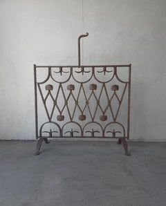 Pare-feu de cheminée antique de style Art déco, en fer forgé, d'origine française et européenne