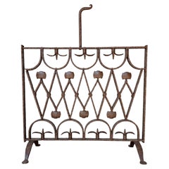Pare-feu de cheminée antique de style Art déco, en fer forgé, d'origine française et européenne