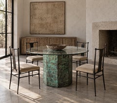 Octagonal Plaster Table Base, Faux Verdigris Copper, Circa 1990s