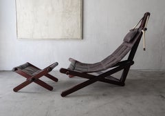 Rare Dominic Michaelis Leather Sling Sail Chair and Ottoman