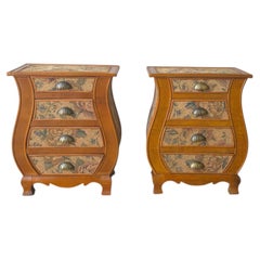 Pair of Antique French European Tapestry Nightstands