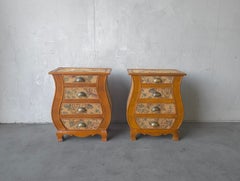 Pair of Antique French European Tapestry Nightstands