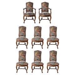 Set of 8 Italian Louis XV Style Tapestry Dining Chairs