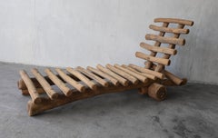 Vintage Bespoke Log Chaise Lounge Chair
