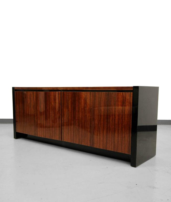 Black Lacquer and Koa Wood Credenza by Henredon For Sale at 1stDibs