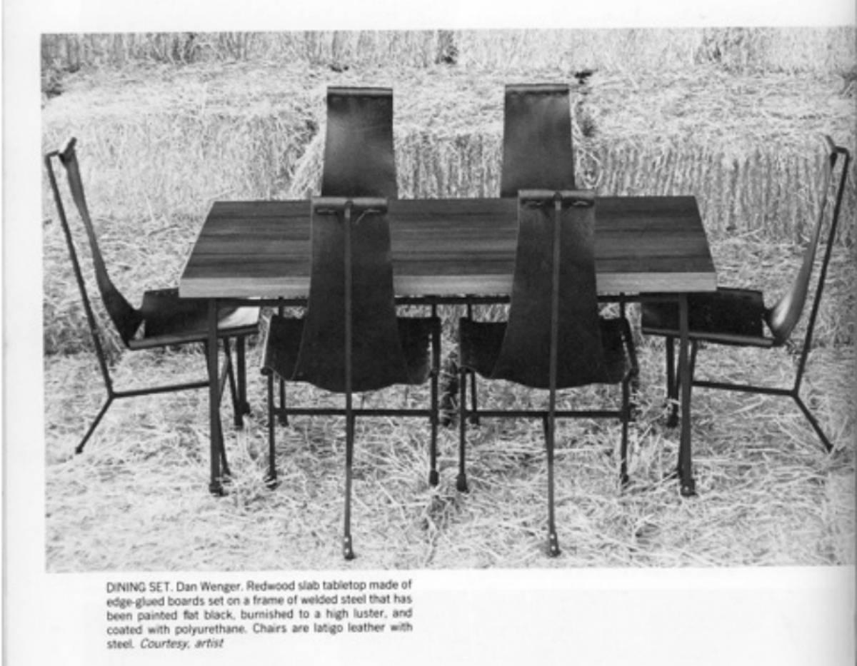 Set of Four Custom Latigo Leather and Steel Dining Chairs by Daniel Wenger 5