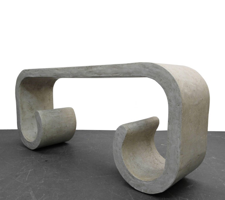 Italian Plaster Faux Concrete Style Scroll Console Table