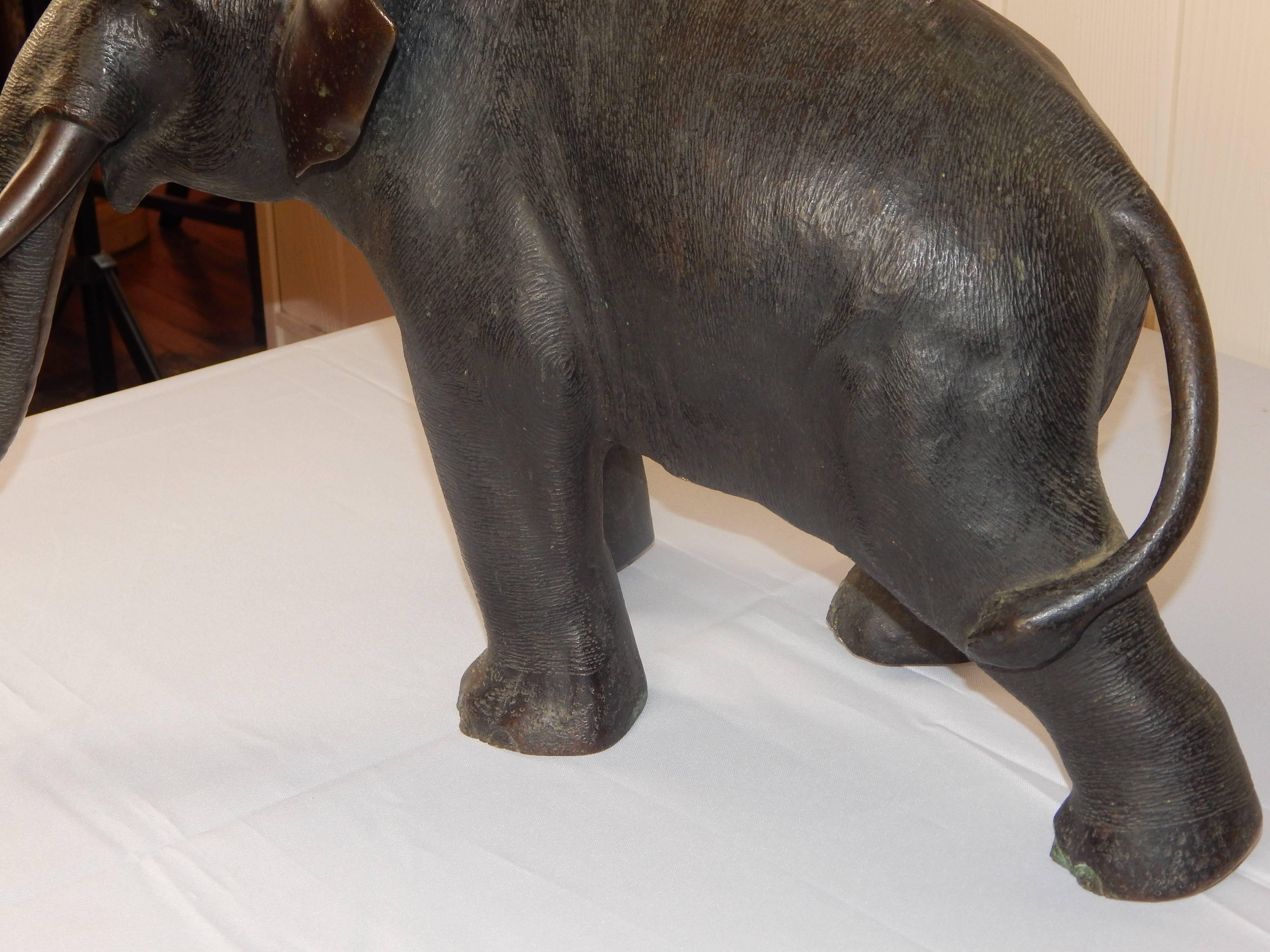 Cast Large and Impressive Antique Bronze Elephant