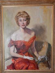 Large Oil on Canvas of a Pretty Woman by Fried Pal