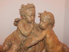 Excellent 19th Century Terracotta Group of Two Putti by A. Carrier-Belleuse