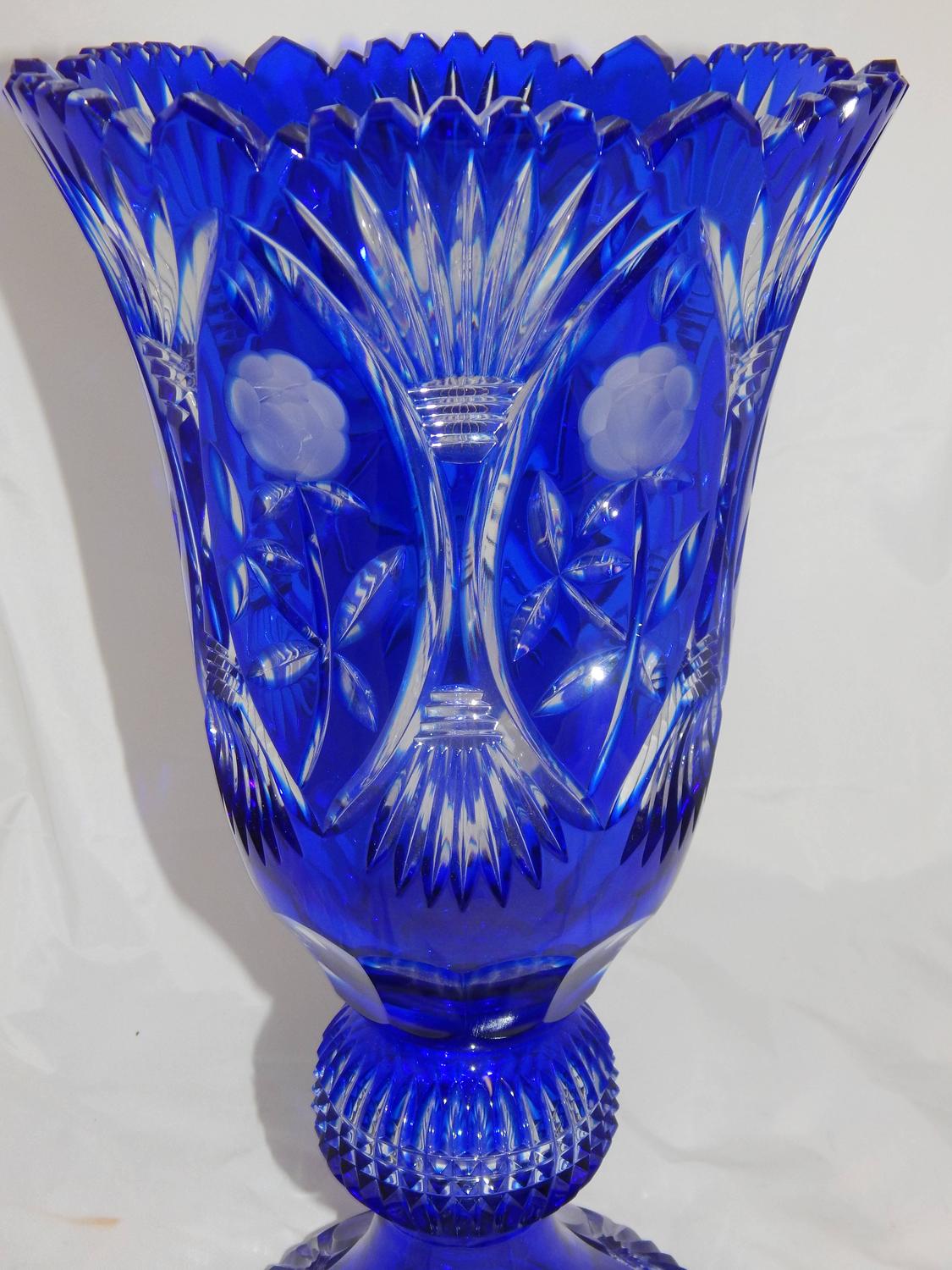 Beautiful Cobalt Blue Cut Glass Vase For Sale At 1stdibs