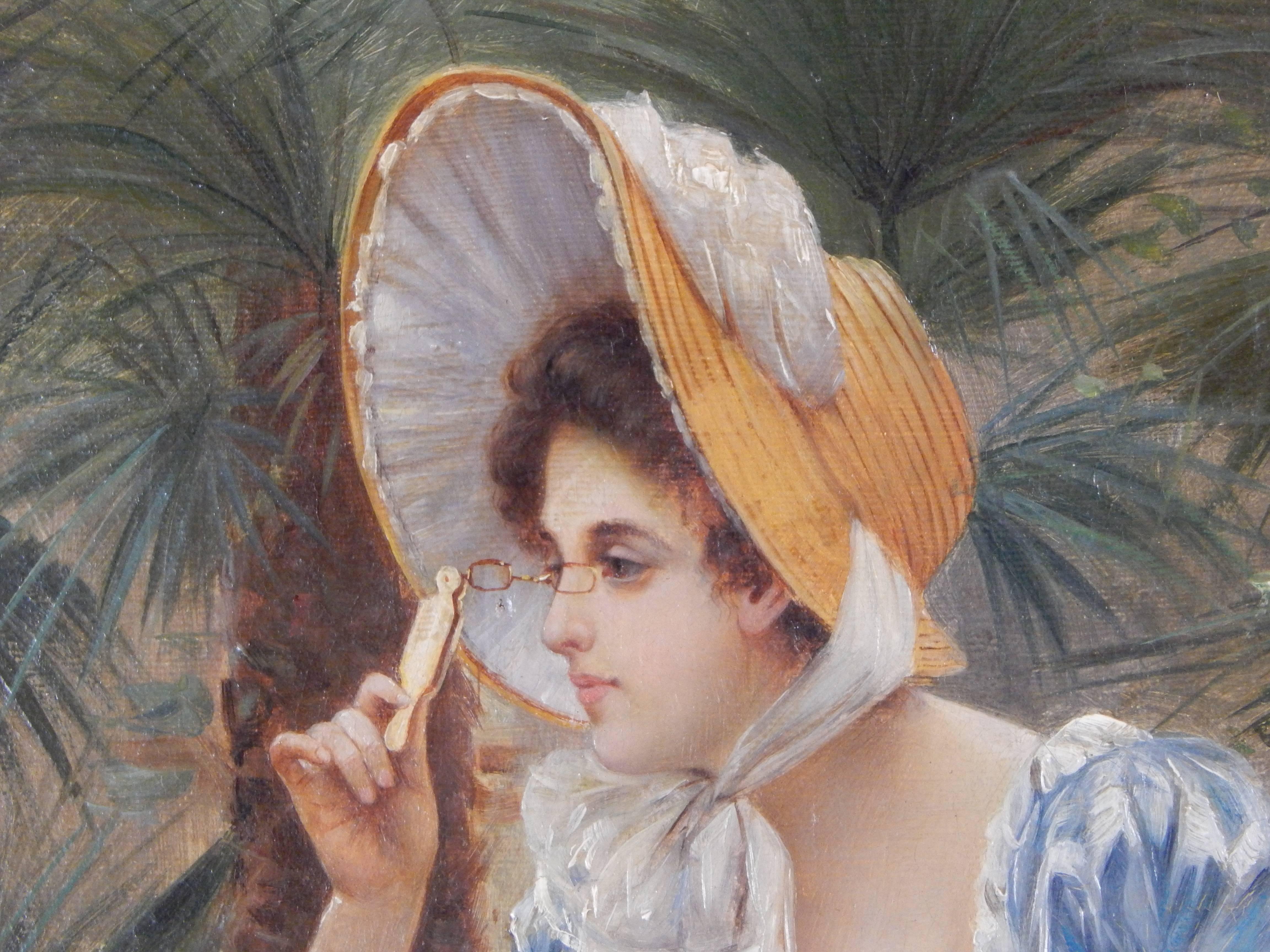 Painted Excellent Quality 19th Century Oil Painting of a Pretty Woman For Sale