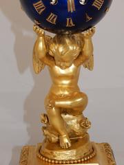 Rare Bronze and Marble Mantel Clock with Cherub and Love Birds by Francois Linke