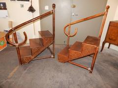Pair of Faux Bamboo Style Bentwood Library Steps