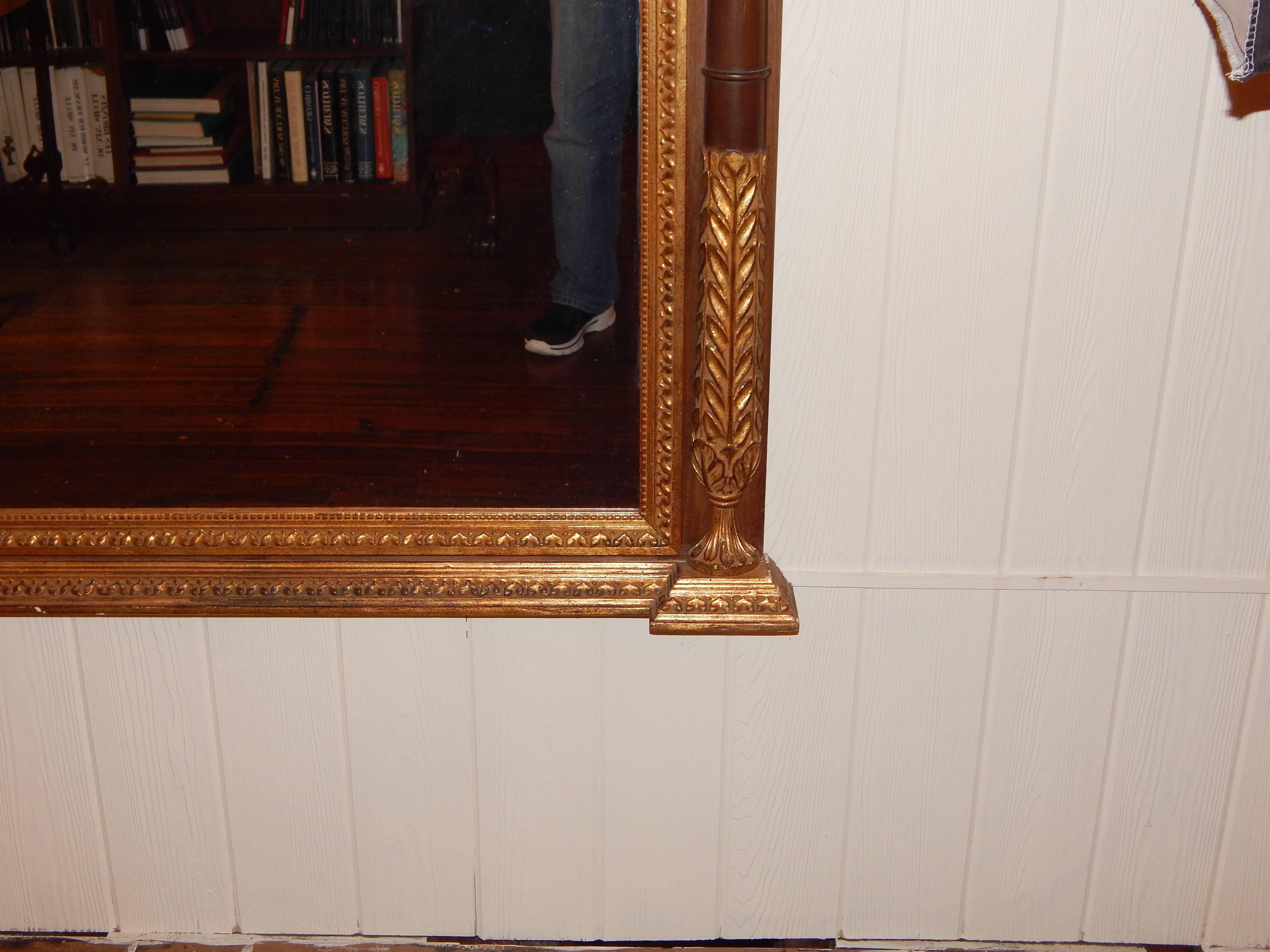 Neoclassic Style Parcel-Gilt Walnut Mirror In Good Condition For Sale In Bridgeport, CT