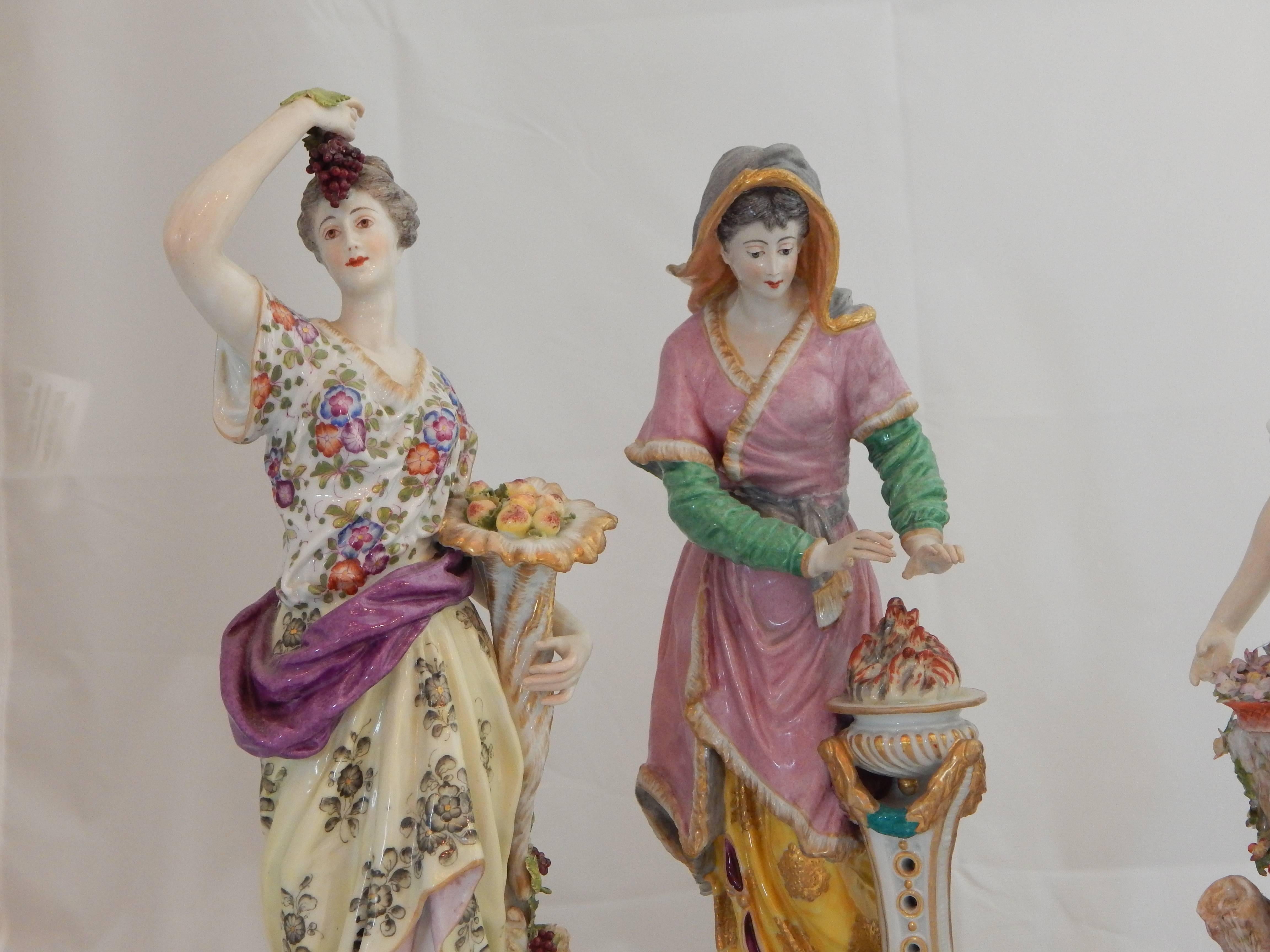  A fabulous set of Dresden figures of the Four Seasons.
Standing over 14