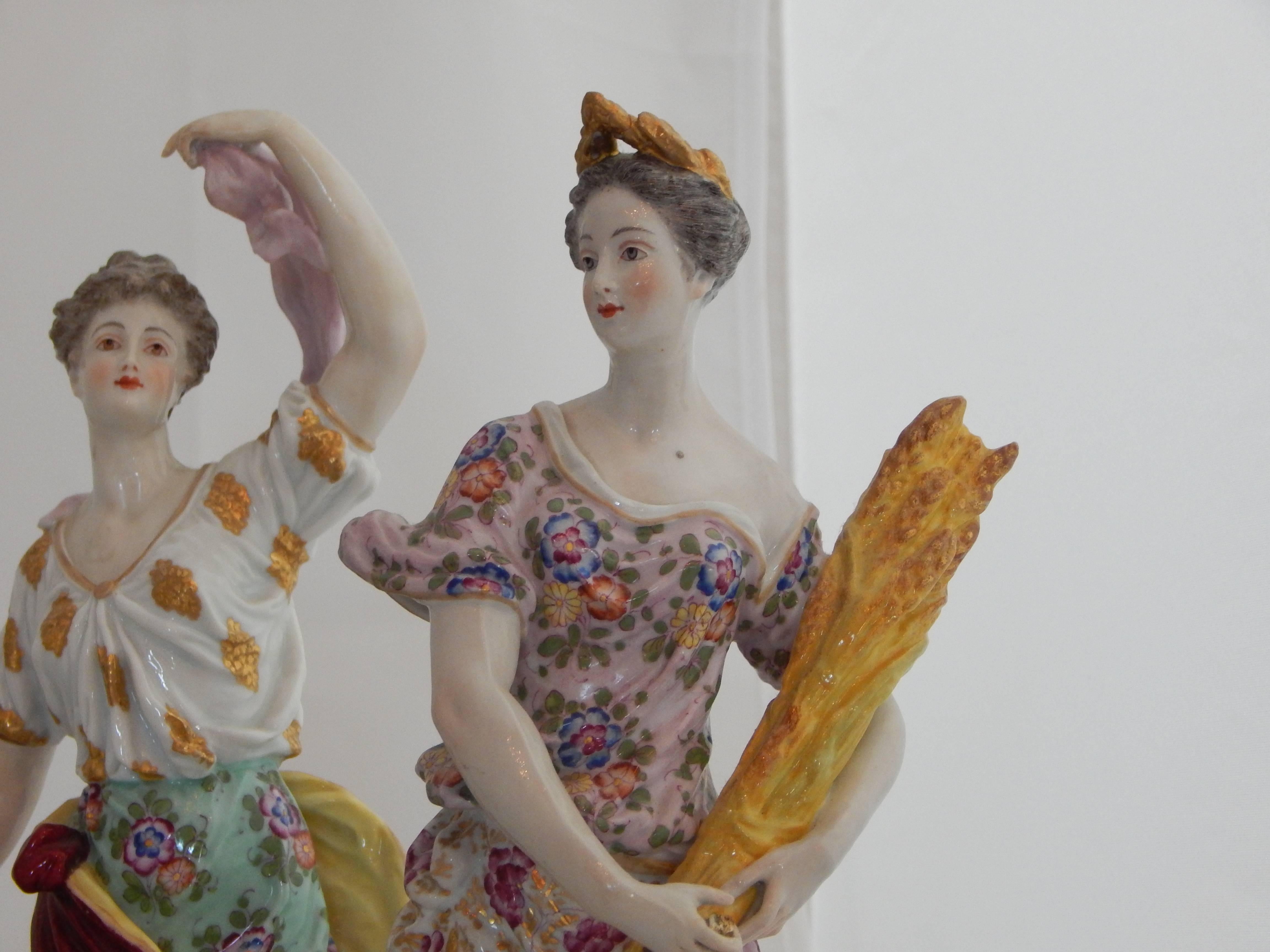 19th Century 1880 Set of Dresden Porcelain Figures of the Four Seasons