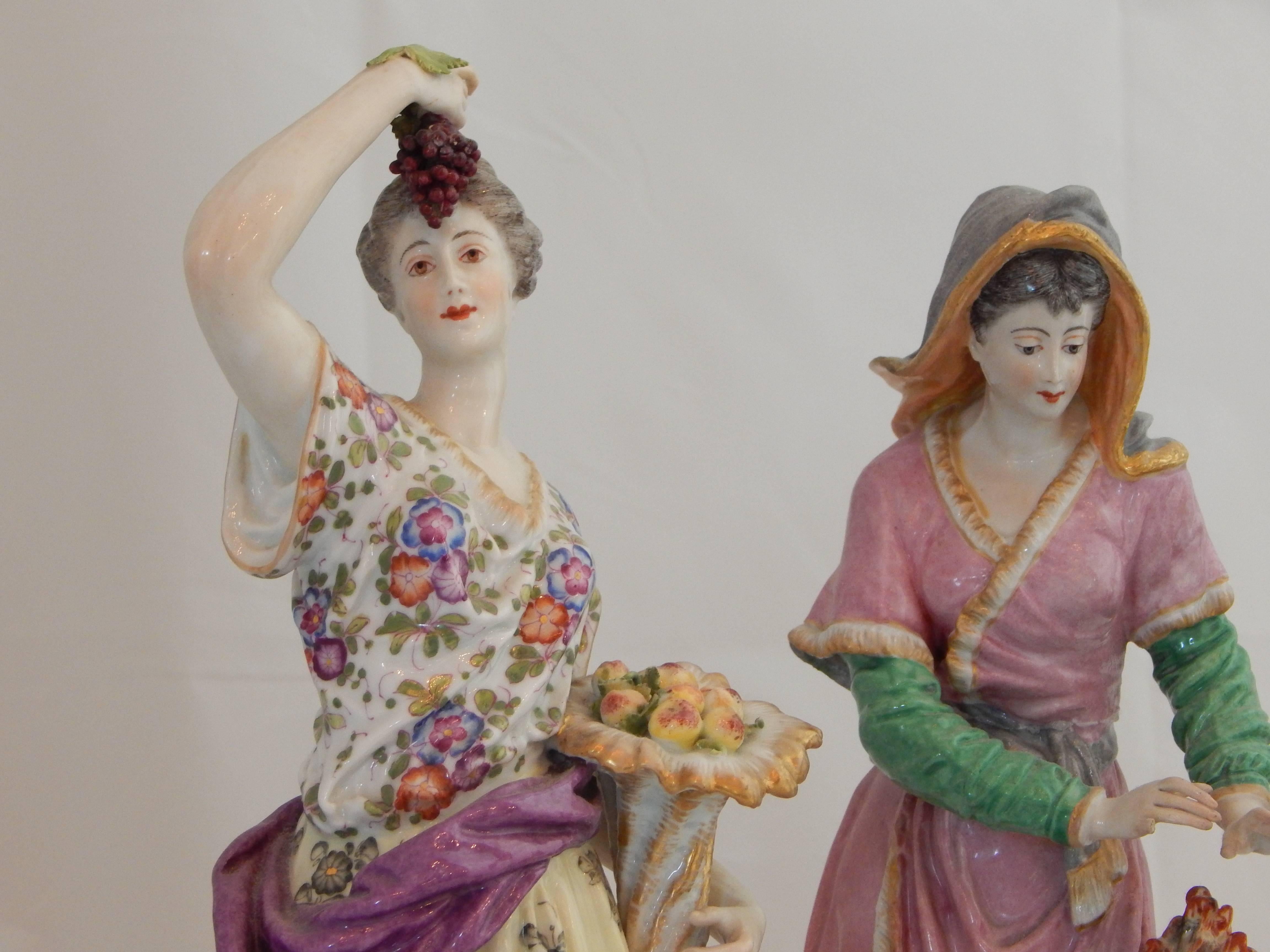 1880 Set of Dresden Porcelain Figures of the Four Seasons In Good Condition In Bridgeport, CT