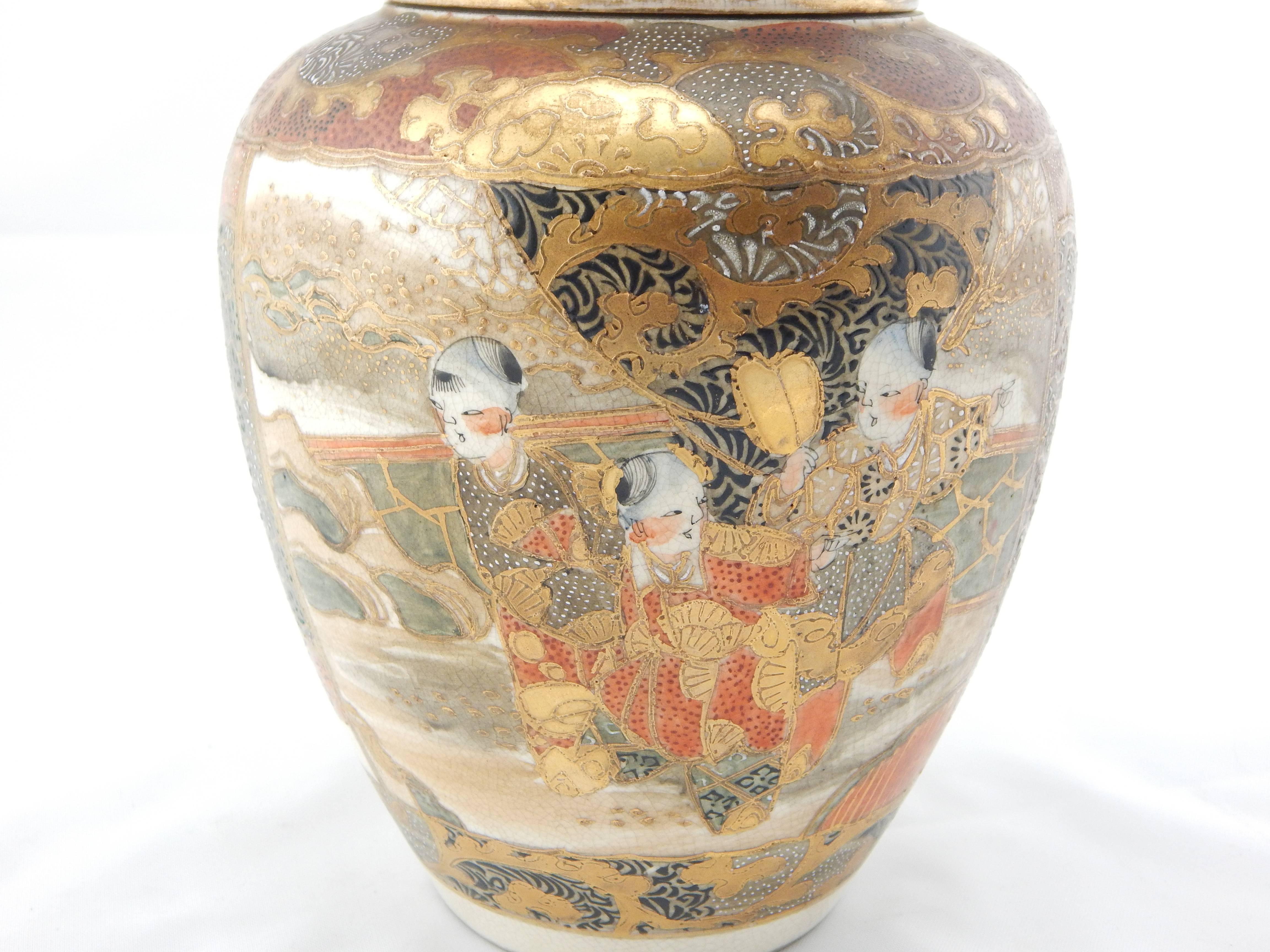 1890 Fine Imperial Quality Japanese Satsuma Meiji Period Covered Jar 1