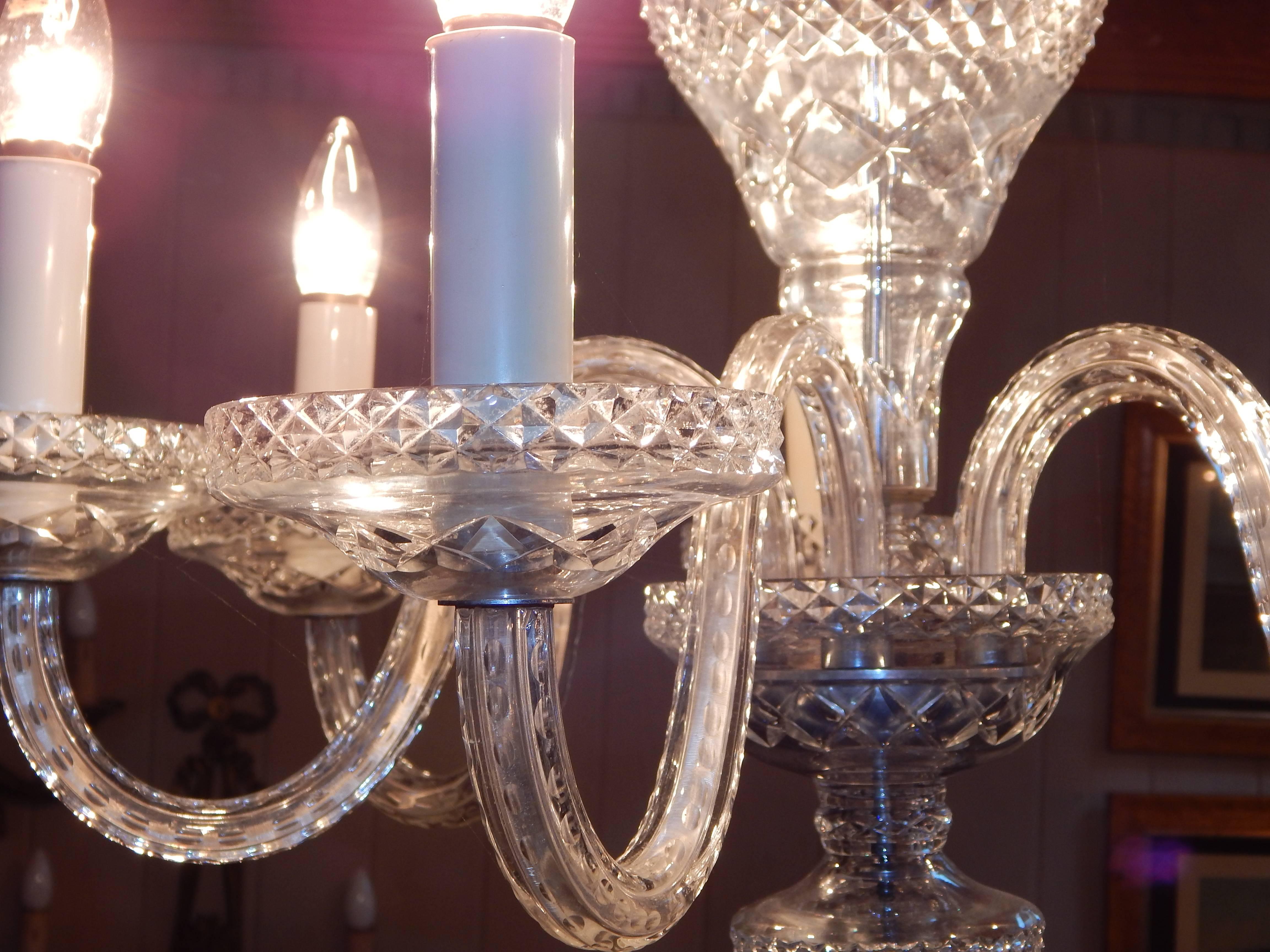 Waterford Style Six-Light Chandelier For Sale 1