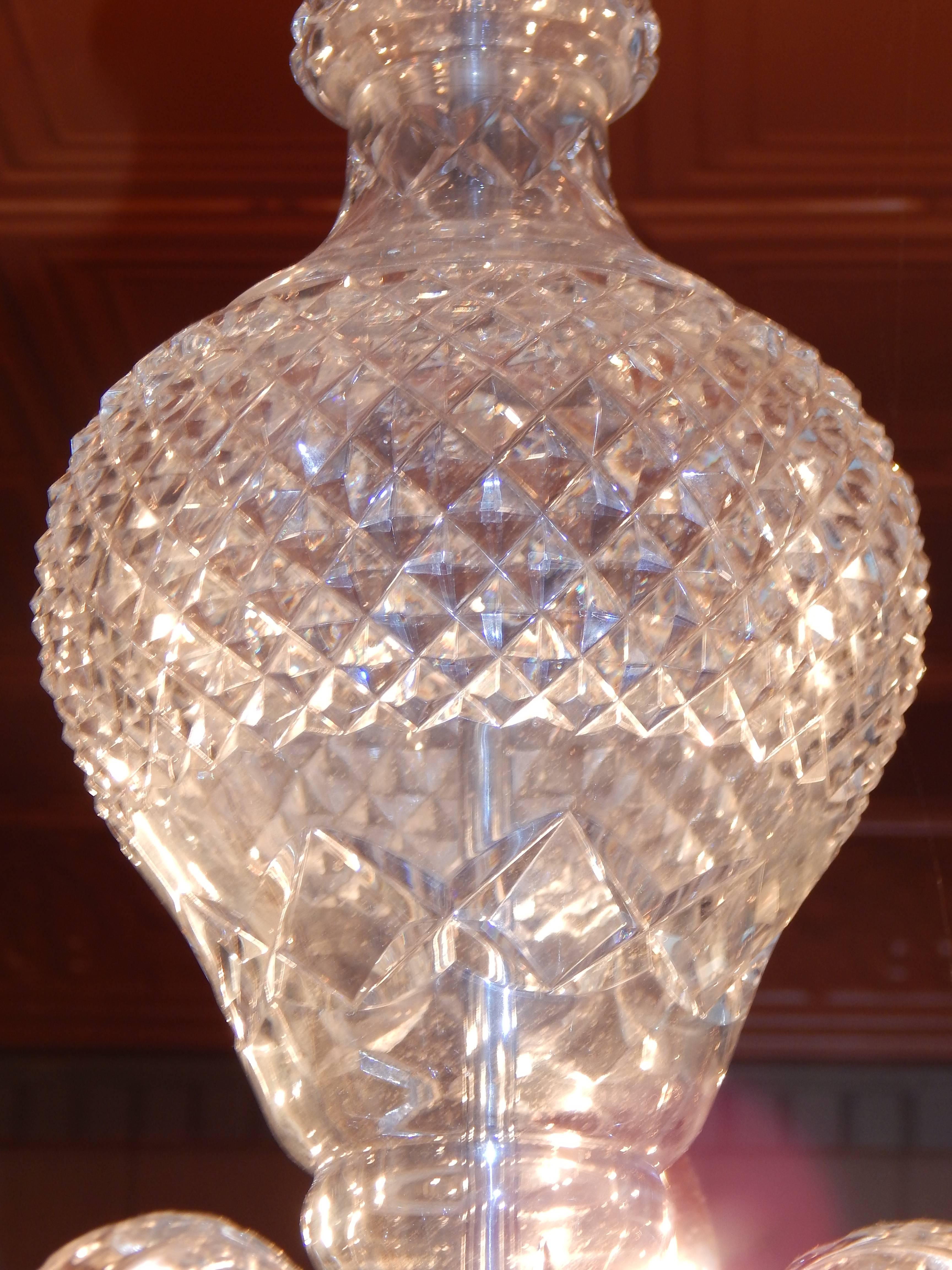 Waterford Style Six-Light Chandelier In Good Condition For Sale In Bridgeport, CT