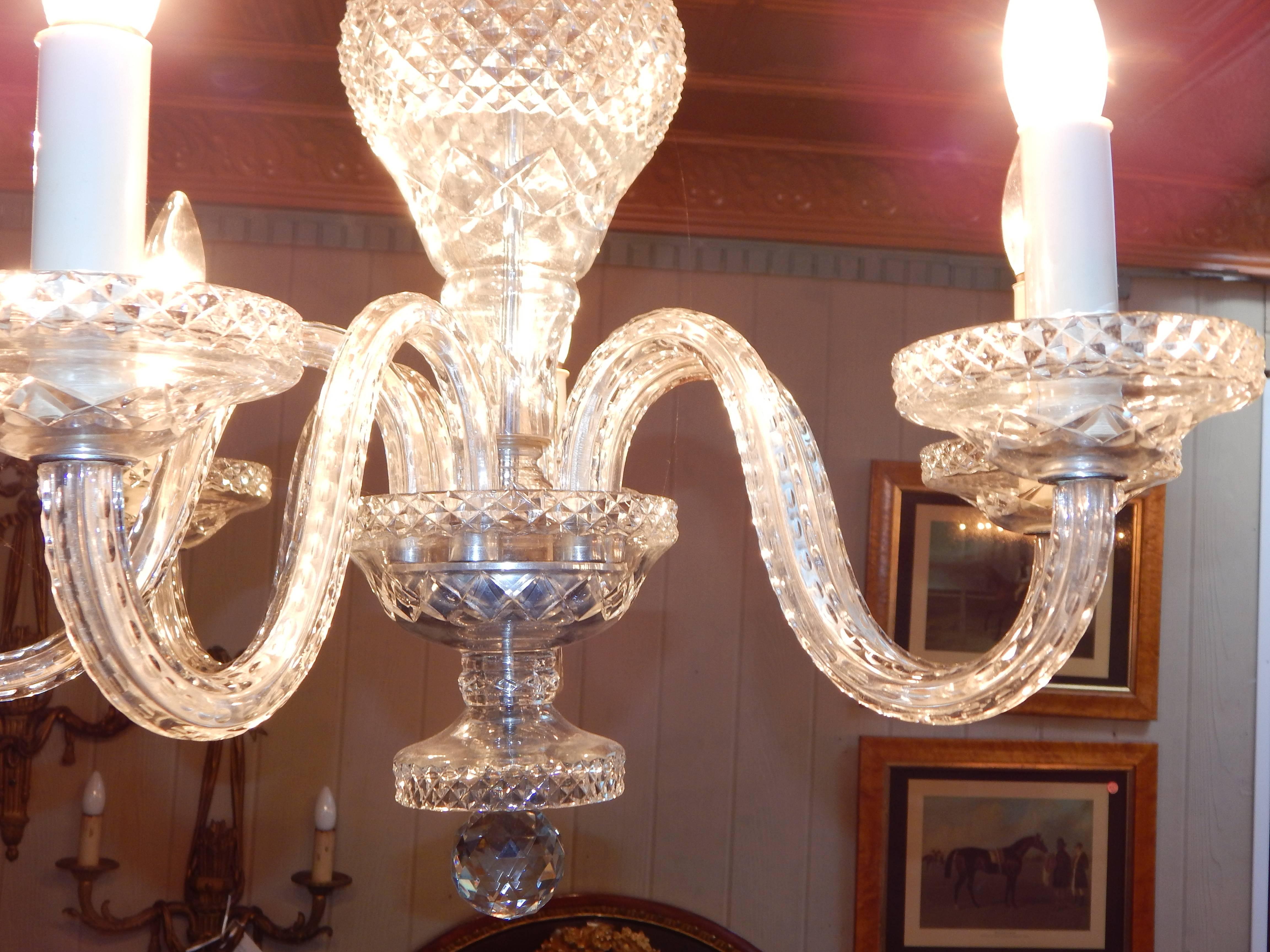 20th Century Waterford Style Six-Light Chandelier For Sale
