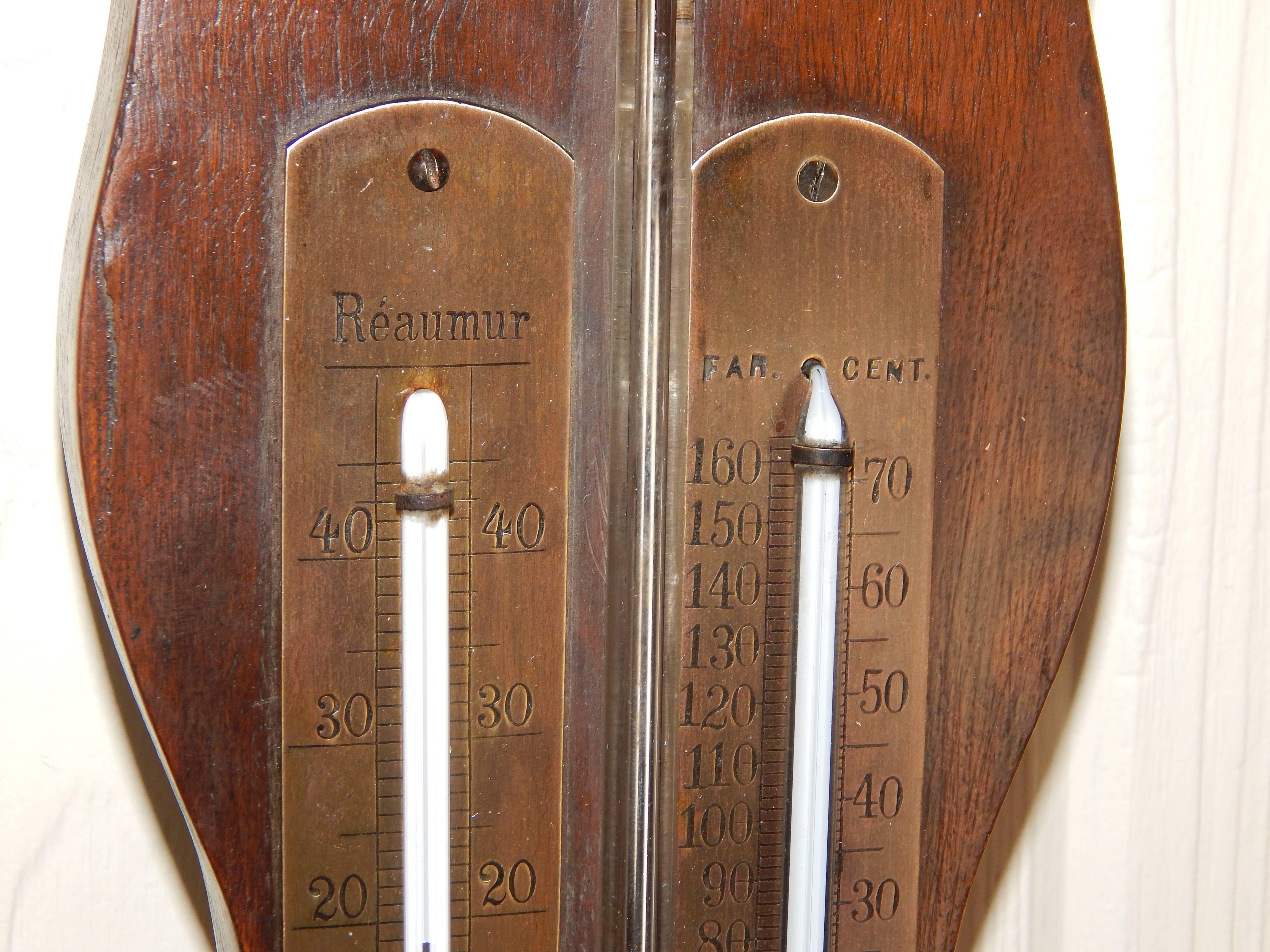 18th Century and Earlier Rare 18th Century Brass Mounted Mahogany Russian Stick Barometer, Signed