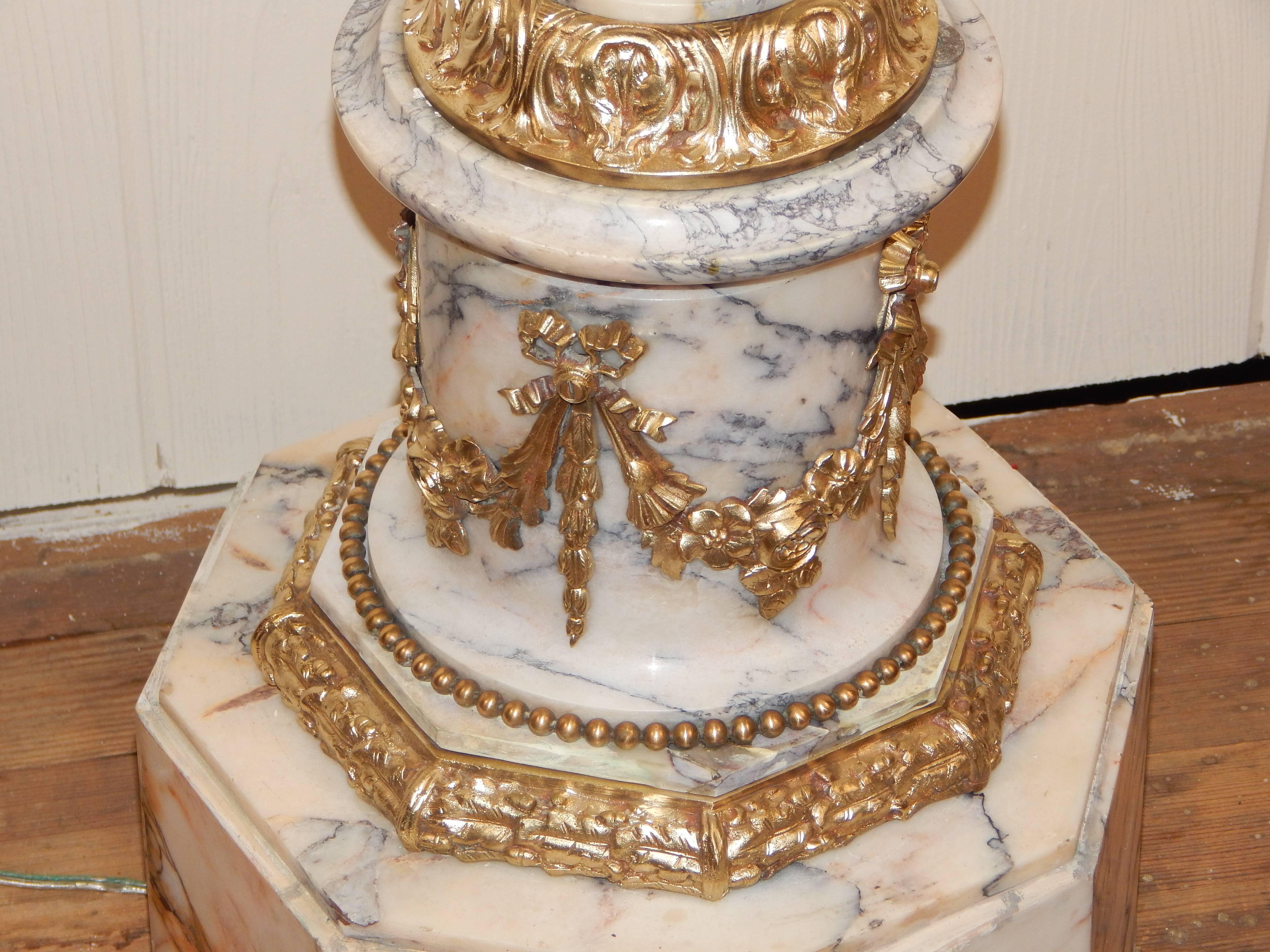 Louis XVI Style Bronze Mounted Marble Floor Lamp 1