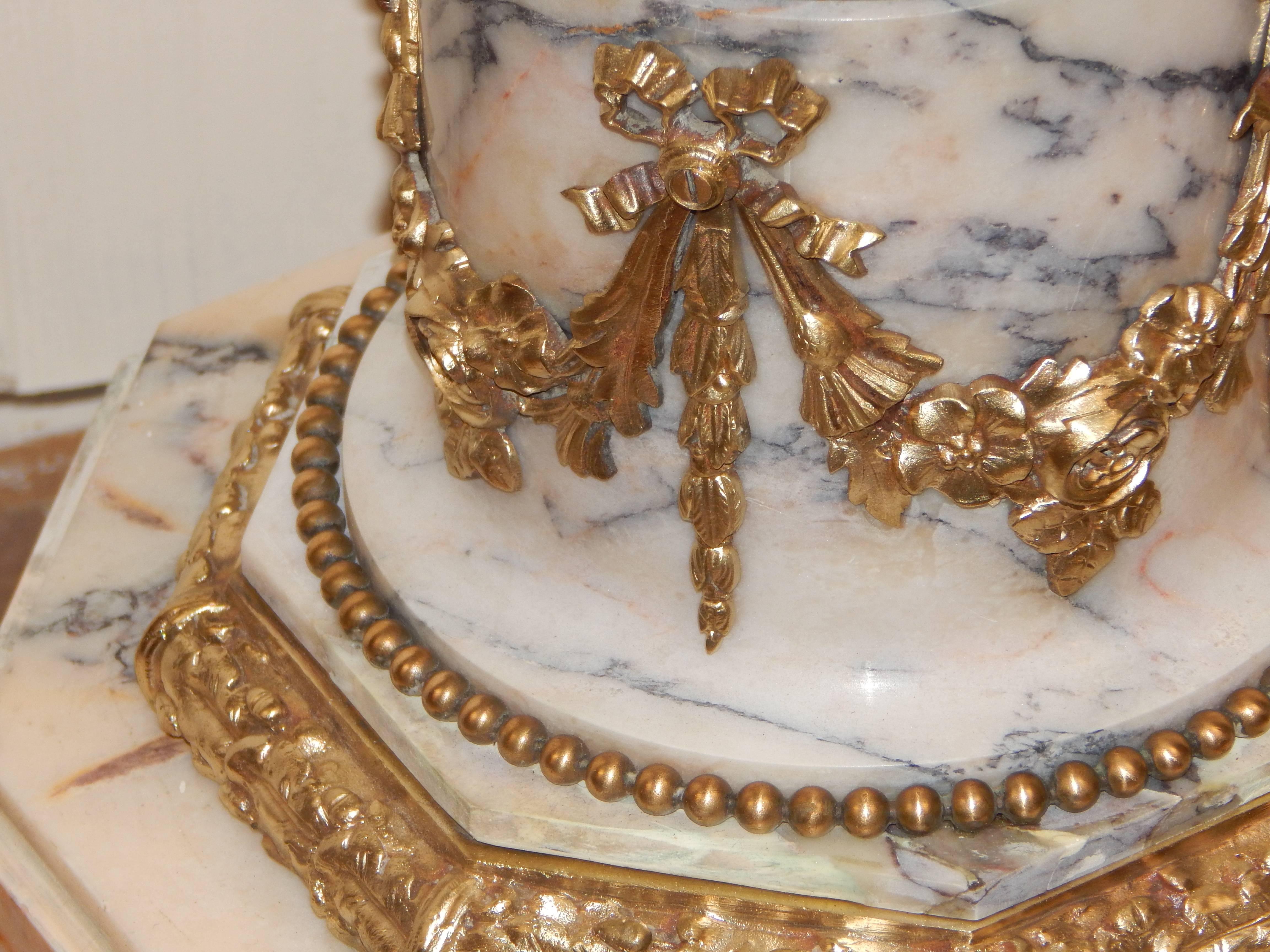 20th Century Louis XVI Style Bronze Mounted Marble Floor Lamp