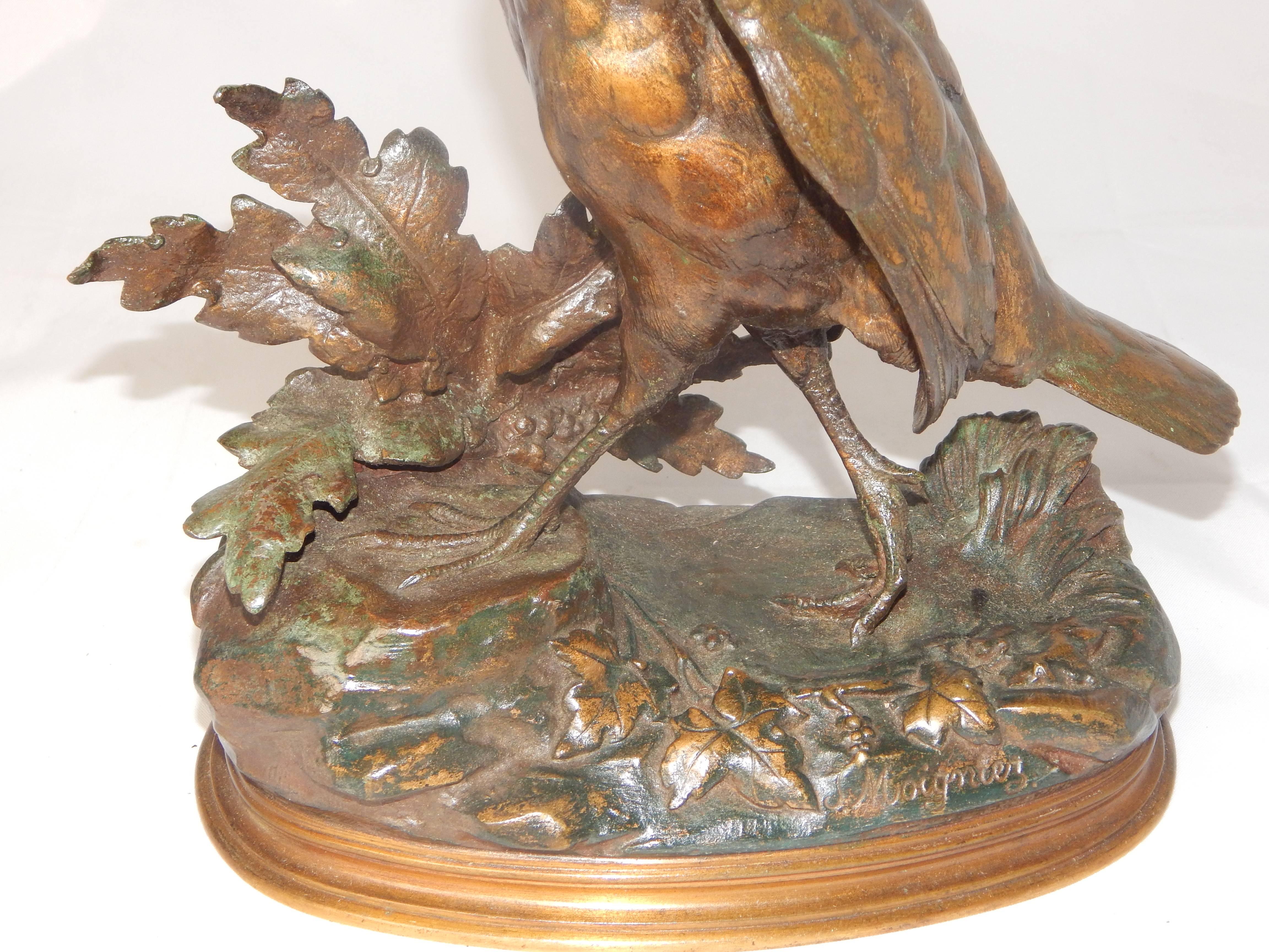 Pair of 19th Century Bronze Sculptures of Pheasants by Jules Moigniez For Sale 3
