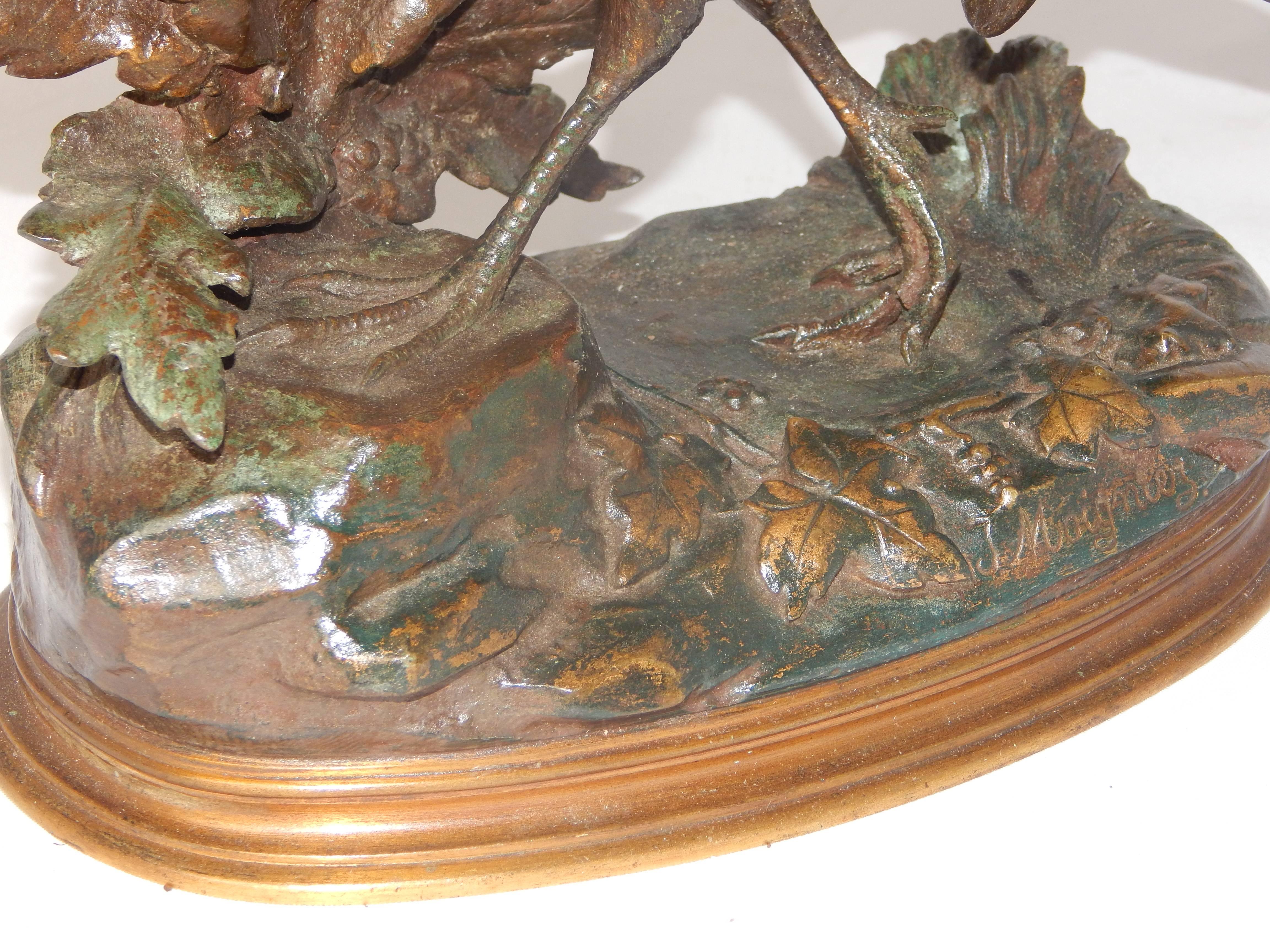 Pair of 19th Century Bronze Sculptures of Pheasants by Jules Moigniez For Sale 4